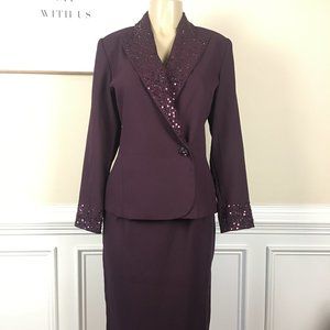 Purple Blazer & Skirt Set